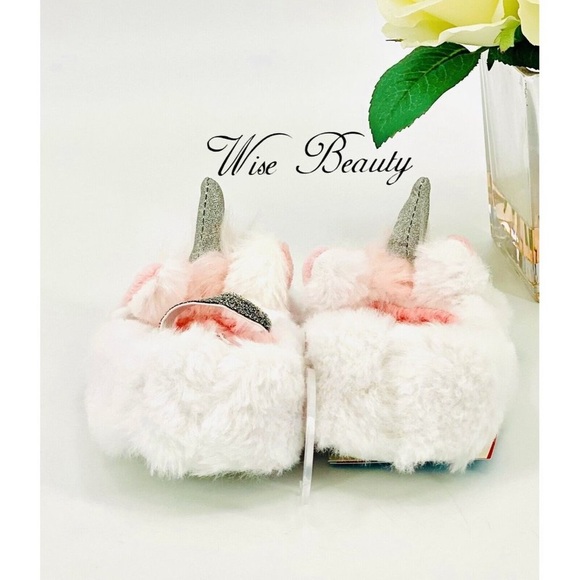 Toddler Girl Unicorn Ballet Flat Slippers Sz Small 12-24M White Pink Cat & Jack - Picture 6 of 9